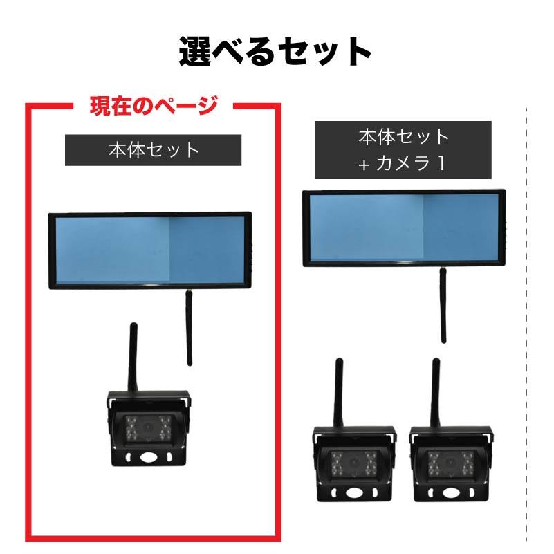バックカメラ ワイヤレス 12V 24V 7インチ ミラーモニター セット CMOS