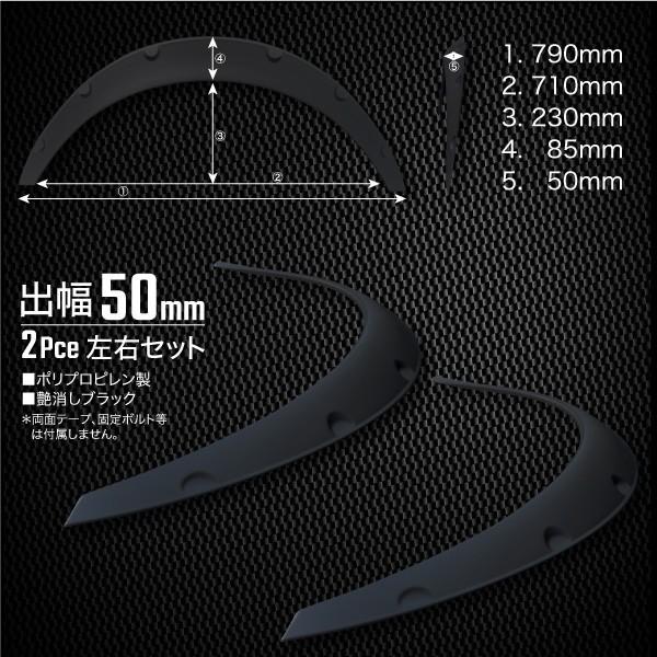オーバーフェンダー 汎用 出幅 50mm マットブラック 柔軟 軽量 PP製
