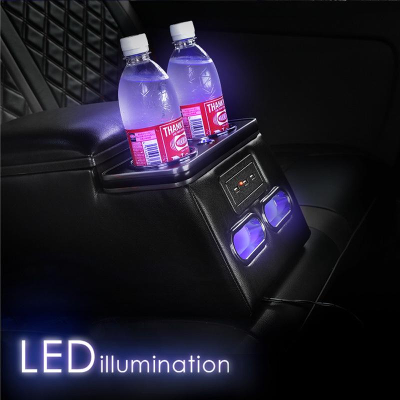 コンソールボックス 汎用 リア アームレスト USB ドリンクホルダー 2個