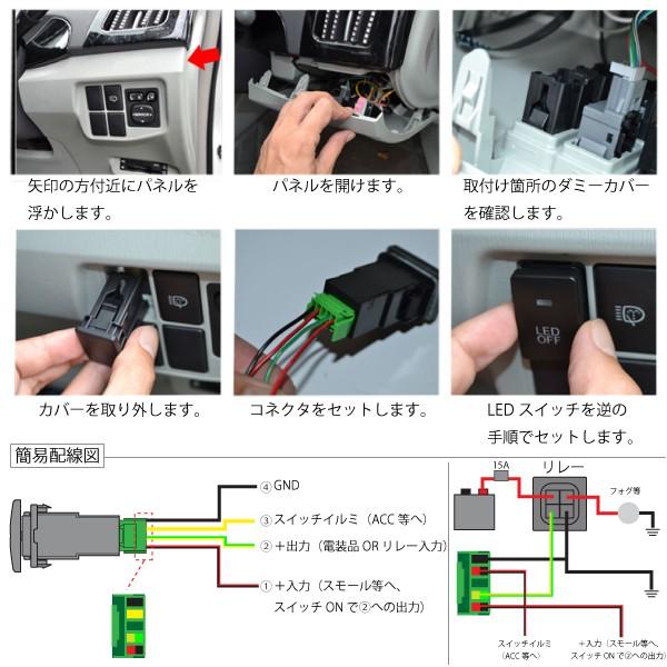 スイッチ トヨタ ダイハツ 純正タイプ LED グリーン 汎用 簡単取付け