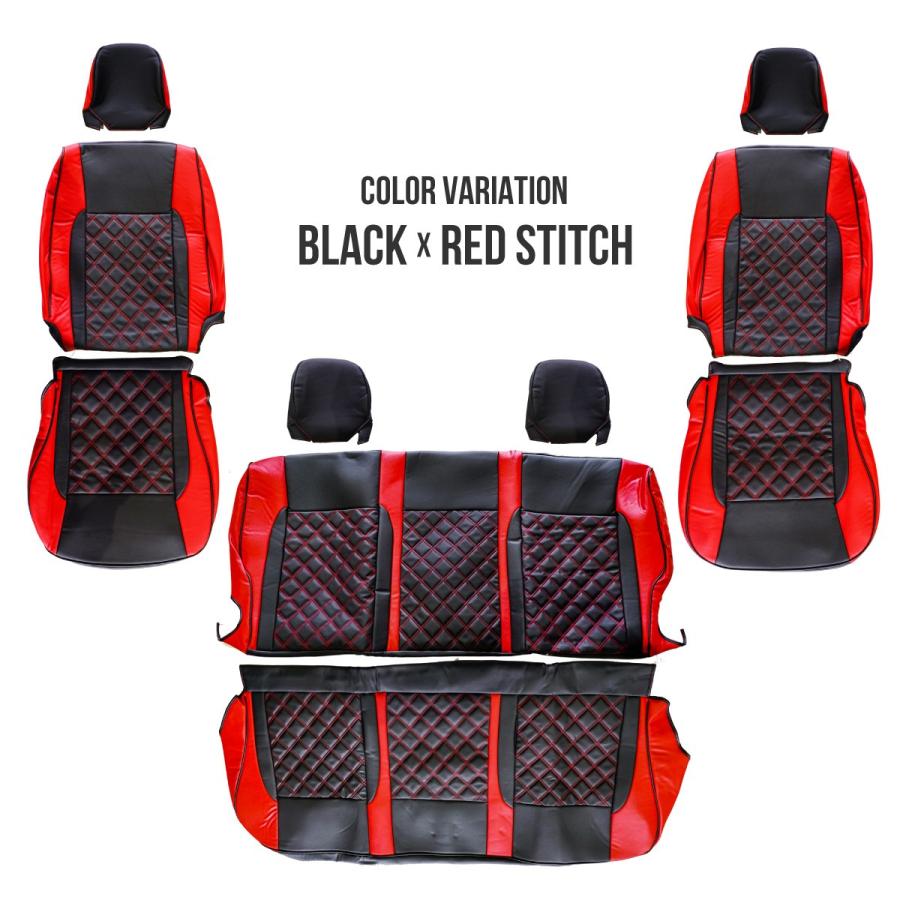 ハイエース 200系 S-GL シートカバー 10点 フロント セカンド 赤 黒