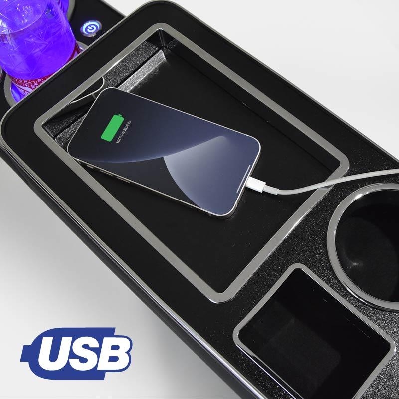 コンソールボックス 汎用 ウォークスルー USB シガー ドリンクホルダー