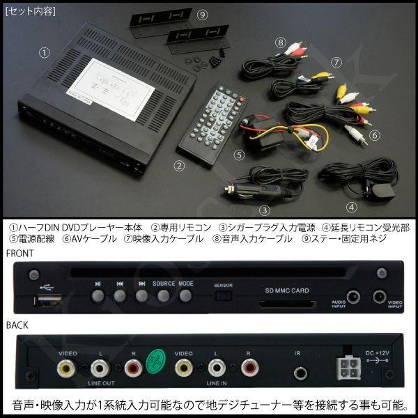 DVDプレーヤー 車載用 ハーフDINDVD 25mm CD USB SD MP3 iPhone