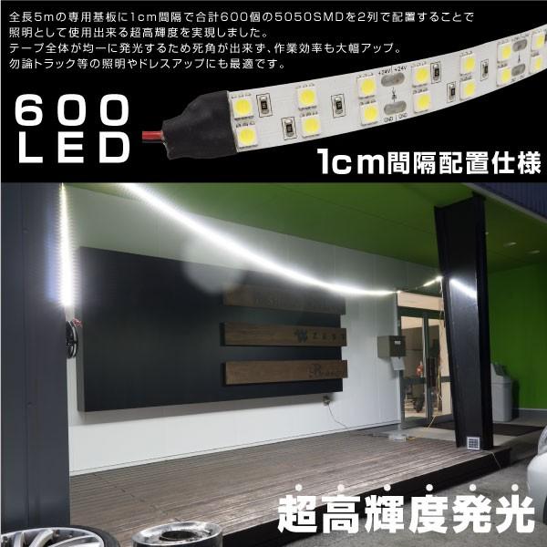 LEDテープライト 24V 5M 600LED 激光 基盤露出非防水タイプ 両側配線