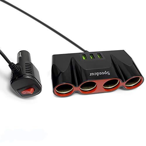 USBカーチャージャースプリッターアダプター 120W 12V/24V 4ソケットシガレットライターアダプター USB QC3.0 カーチャージャーソケット3個付き GPS/ダッシ