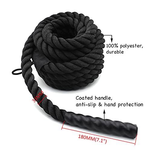 日本公式通販サイト XKH-Full Body Workout Battle Rope 1.5/30 ft Training Sports Exercise Strength Cardio Fitness Outdoor [P/N:ET-HOME 005-BK]