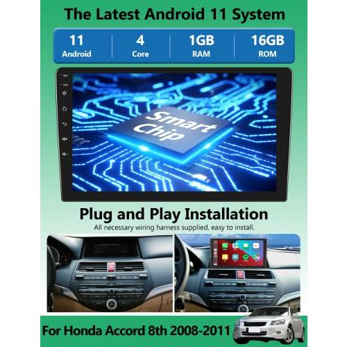 送料サービス Android 11カーステレオfor Honda Accord8番目のワイヤレスCarplay Android Auto、10.1インチバックアップカメラ付きタッチスクリーンカーラジオオーディオ