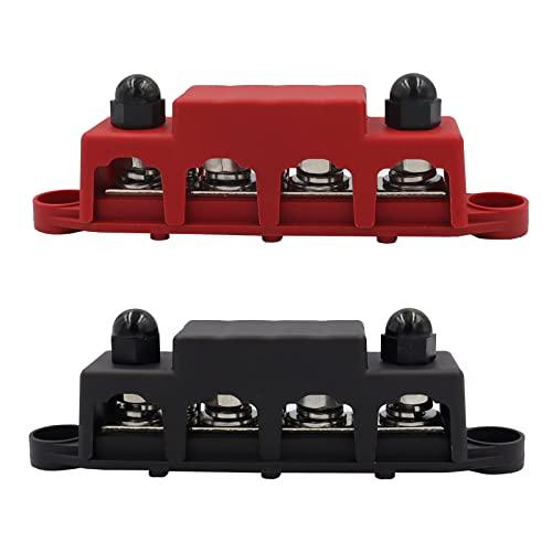 配電ブロックバスバー4 X 3/8"スタッドバッテリーターミナル配電ブロックバスバージャンクションブロックおよびカーRVトラックマリンボート