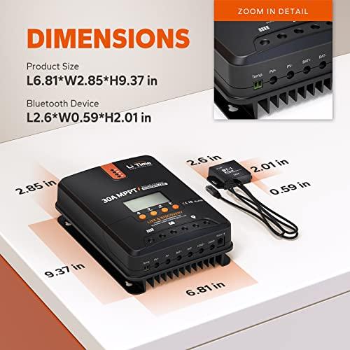 新入荷 LiTime 30 Amp MPPT 12/24 V Auto DC入力ソーラー充電コントローラー (Bluetoothアダプター付き) 、パラメーター調整可能なLCDディスプレイLEDインジケータ 【OCQ7144971242】(26108円)