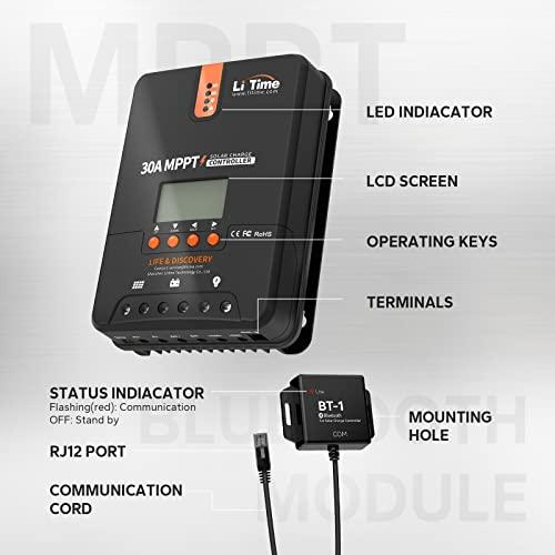 新入荷 LiTime 30 Amp MPPT 12/24 V Auto DC入力ソーラー充電コントローラー (Bluetoothアダプター付き) 、パラメーター調整可能なLCDディスプレイLEDインジケータ 【OCQ7144971242】(26108円)