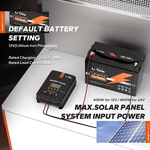 新入荷 LiTime 30 Amp MPPT 12/24 V Auto DC入力ソーラー充電コントローラー (Bluetoothアダプター付き) 、パラメーター調整可能なLCDディスプレイLEDインジケータ 【OCQ7144971242】(26108円)