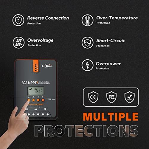新入荷 LiTime 30 Amp MPPT 12/24 V Auto DC入力ソーラー充電コントローラー (Bluetoothアダプター付き) 、パラメーター調整可能なLCDディスプレイLEDインジケータ 【OCQ7144971242】(26108円)