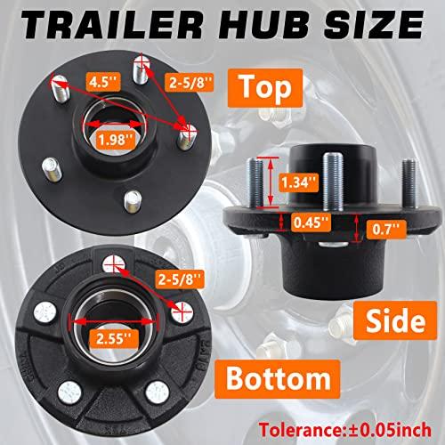 GREPSPUD 1セットトレーラーアイドラーハブキット5 on 4.5 for 3500 lbs Trailer Axle、追加のダスト