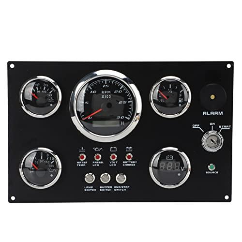 Acouto Digital Gauge Cluster 5 in 1油圧ゲージエンジンRPM燃料レベル水温電圧計RVボートヨット用アラーム