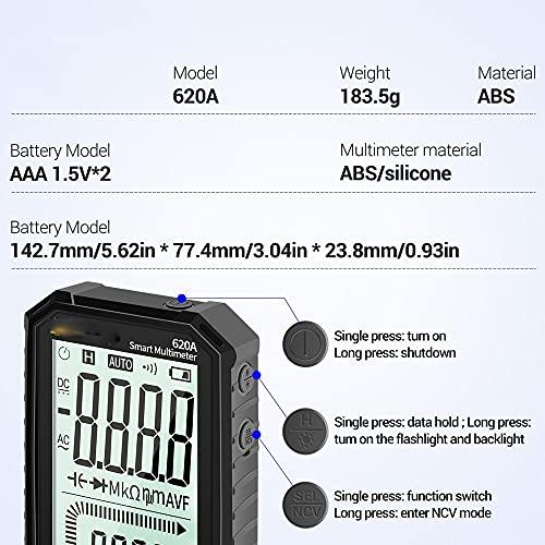 免許証所持 SHUAN 620 Aデジタルスマートマルチメータートランジスタテスタ6000カウント真のRMS自動電気容量計温度抵抗(色:D)