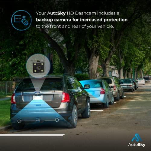 世界的に AutoSky Dash Cam前面および背面-自動車用ダッシュカメラ32 GBメモリカード、3インチIPSスクリーン、事故ロック、ループ記録、駐車監視、動き検出機能付きミ