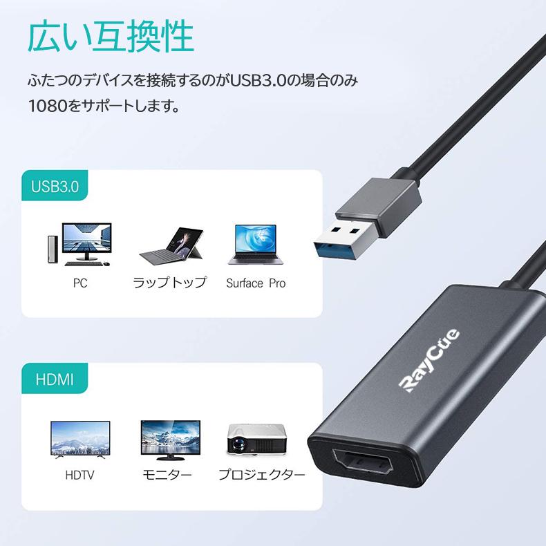 USB to HDMI 変換 ケーブル アダプタ ダークグレー HDMI USB 変換 USB 