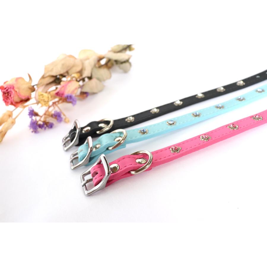 犬 首輪 革 レザー かわいい 送料無料 小型犬 カラー クリスタル 子犬