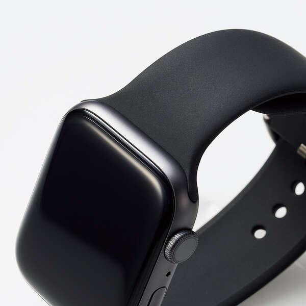 Apple Watch(45/44/42mm)用シリコンバンド 汗や水に強く装着感の良いシリコン製で腕周りの太い人でも装着できるロングタイプ: AW-45BDSCLBK｜zettaplace｜06