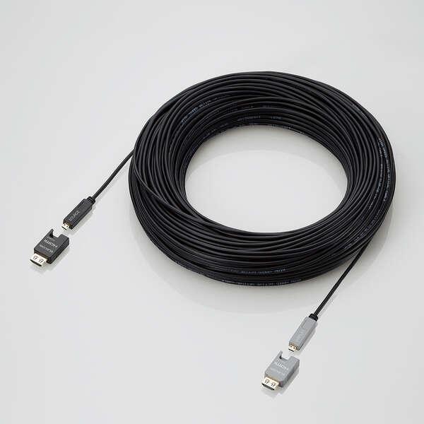 大人気 長尺HDMIケーブル(アクティブオプティカル) 70.0m 脱着可能な変換コネクタ(HDMI D to A)と引込み用サポーター採用: DH-HDLOB70BK 【MYK2739870468】(100116円)