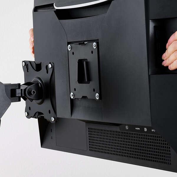 クイックリリース式VESAブラケット 左右90度回転のモニターアーム対応