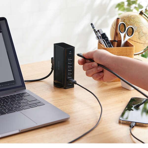 USB AC充電器 USB PD 3.0(30W)に準拠したUSB Type-Cポートと、おまかせ充電対応のUSB-Aポートを8ポート搭載: EC-ACD05BK｜zettaplace｜10