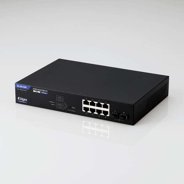 1000BASE-T対応8ポートPoE対応Webスマートスイッチ メタル筐体/内蔵電源 IEEE 802.3af/at(PoE+)準拠 合計120Wまで: EHB-SG2C08-PL_1