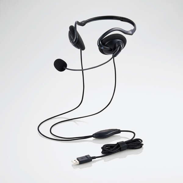 ヘッドセット 両耳タイプ USB-A接続 持ち運びに便利な折りたたみ式。髪型を気にせず装着できるネックバンドタイプ: HS-NB06UBK｜zettaplace｜02