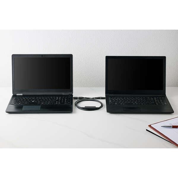 USB Type-C変換アダプター付きリンクケーブル USB3.0対応 PC同士をケーブルで繋げるだけでデータの引っ越しがスムーズ: UC-TV8BKの画像