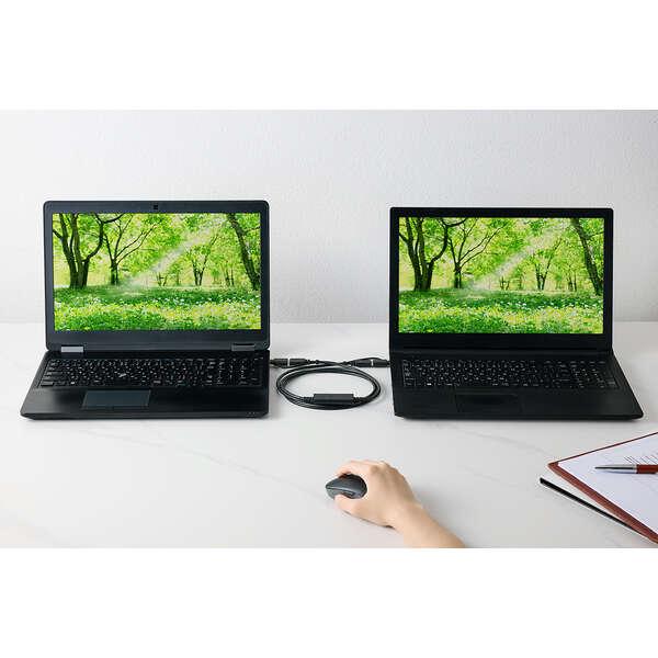 USB Type-C変換アダプター付きリンクケーブル USB3.0対応 PC同士をケーブルで繋げるだけでデータの引っ越しがスムーズ: UC-TV8BKの画像
