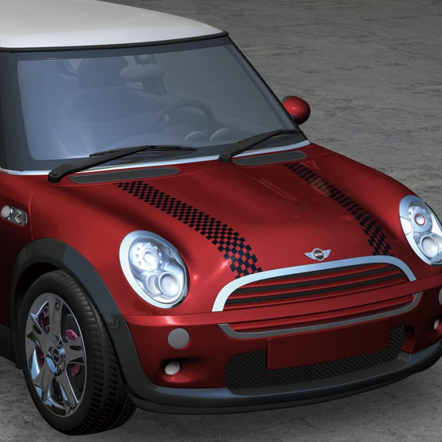  MINI R55 R56 車高調 使用期間11ヶ月5000キロ MINI(ミニ) R55/R56 前期用 ボンネットストライプ チェッカー 全2色