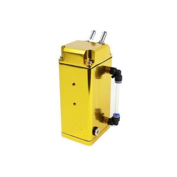 アルミ製 オイルキャッチタンク オイル量ゲージ付 角型 ゴールド