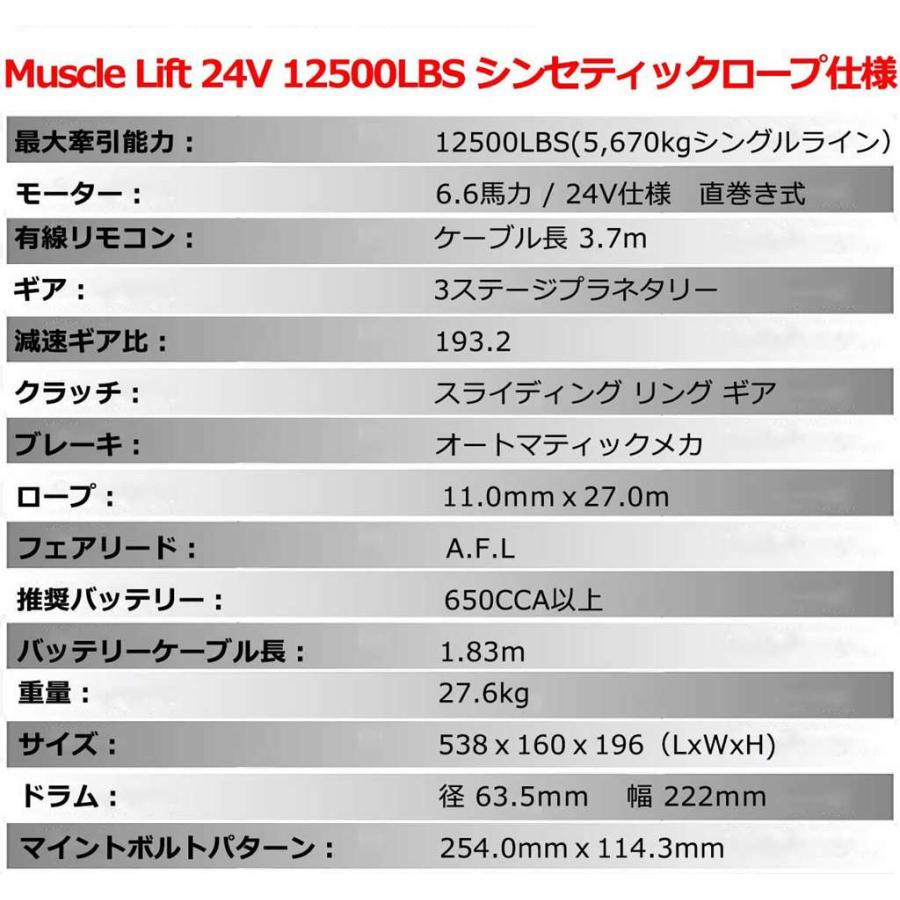 マッスルリフト MuscleLift 24V 12500LBS 電動ウインチ マッスルリフト MuscleLift 24V 12500LBS 電動ウインチ