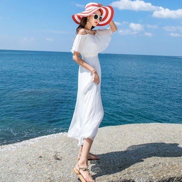 夏 海 旅行 リゾートワンピース 白 ホワイト レッド 赤 ロングワンピース キャミワンピース オフショルダー マキシ丈ワンピース 夏ワンピース 無地 Acdcaj16yj ワンピース チュニック Valleymill Com