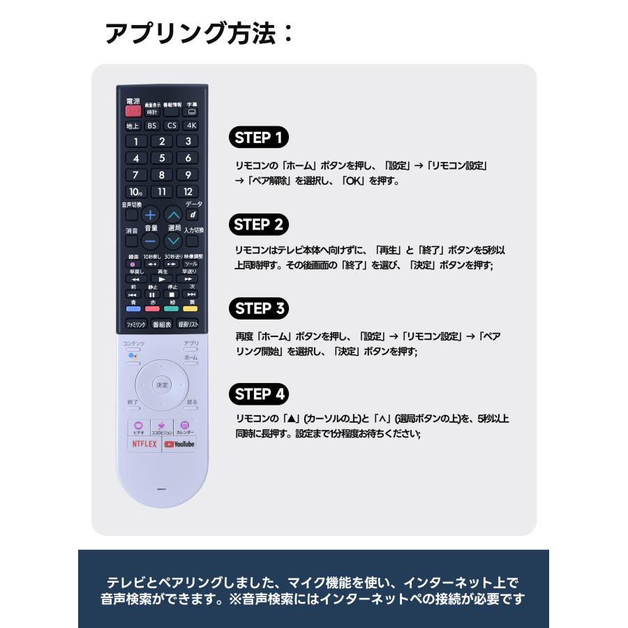 AVTVA GB243SA シャープ SHARP用のテレビリモコン 音声機能付き
