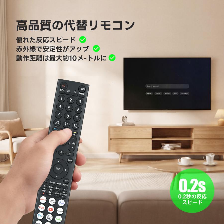 AVTVA ERF3C46H Hisense ハイセンス用のテレビリモコン 音声機能付き