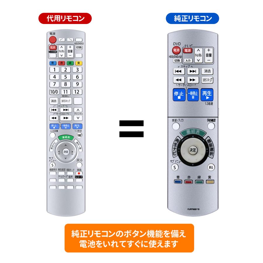 AVTVA レコーダーリモコン EUR7658Y50 用の Panasonic ハイビジョン