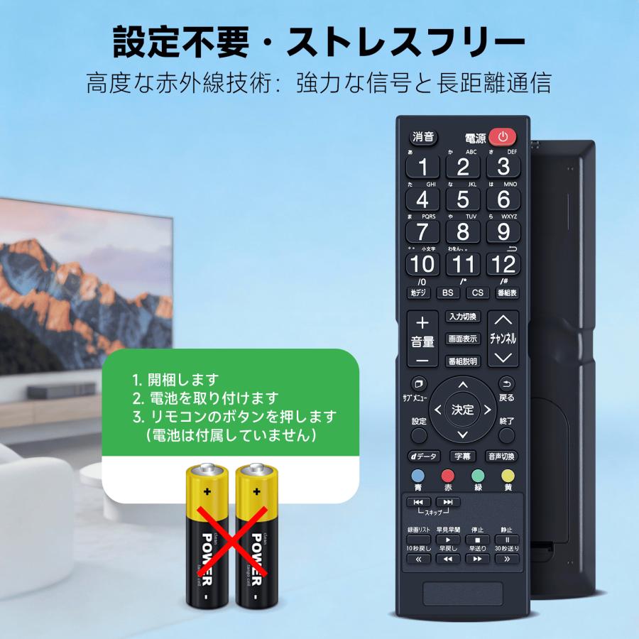 AVTVA テレビリモコン J-MX100RC for MAXZEN マクスゼン 交換リモコン