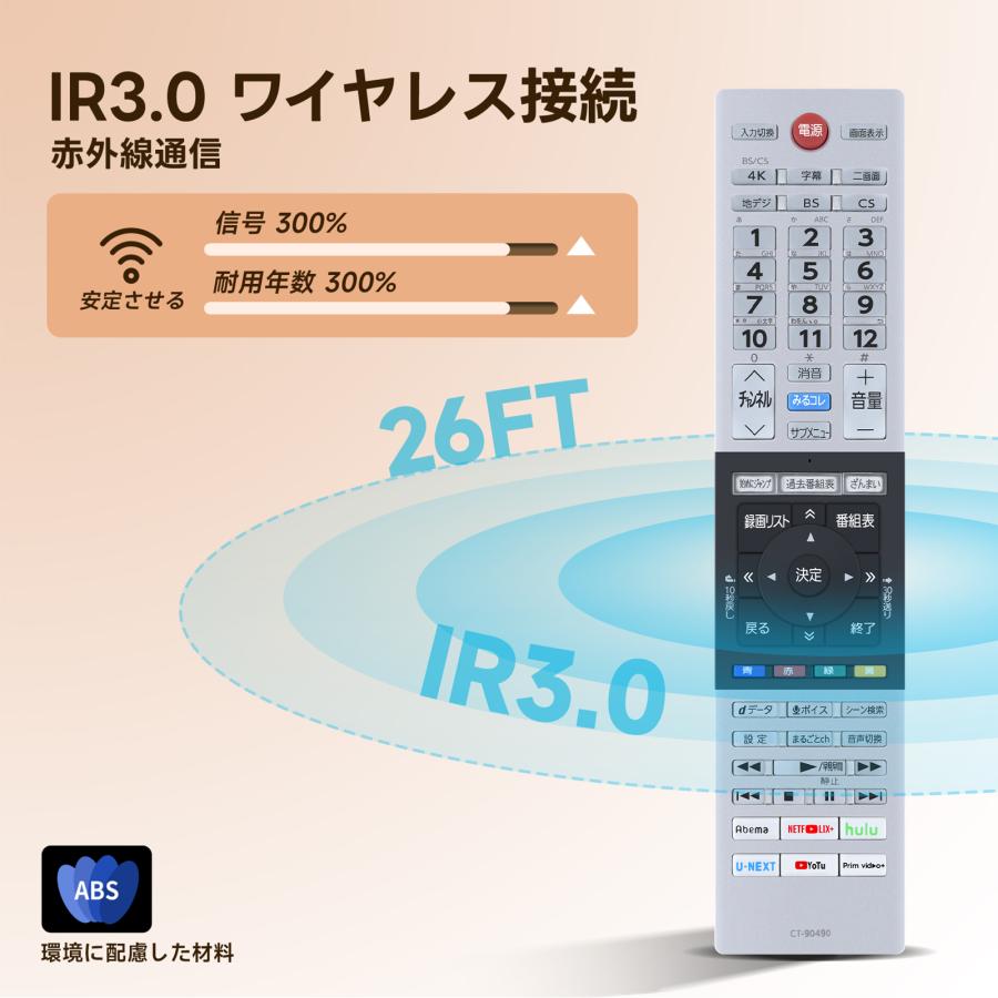 AVTVA CT-90490 TOSHIBA 東芝用のテレビリモコン 50Z740X 55Z740X