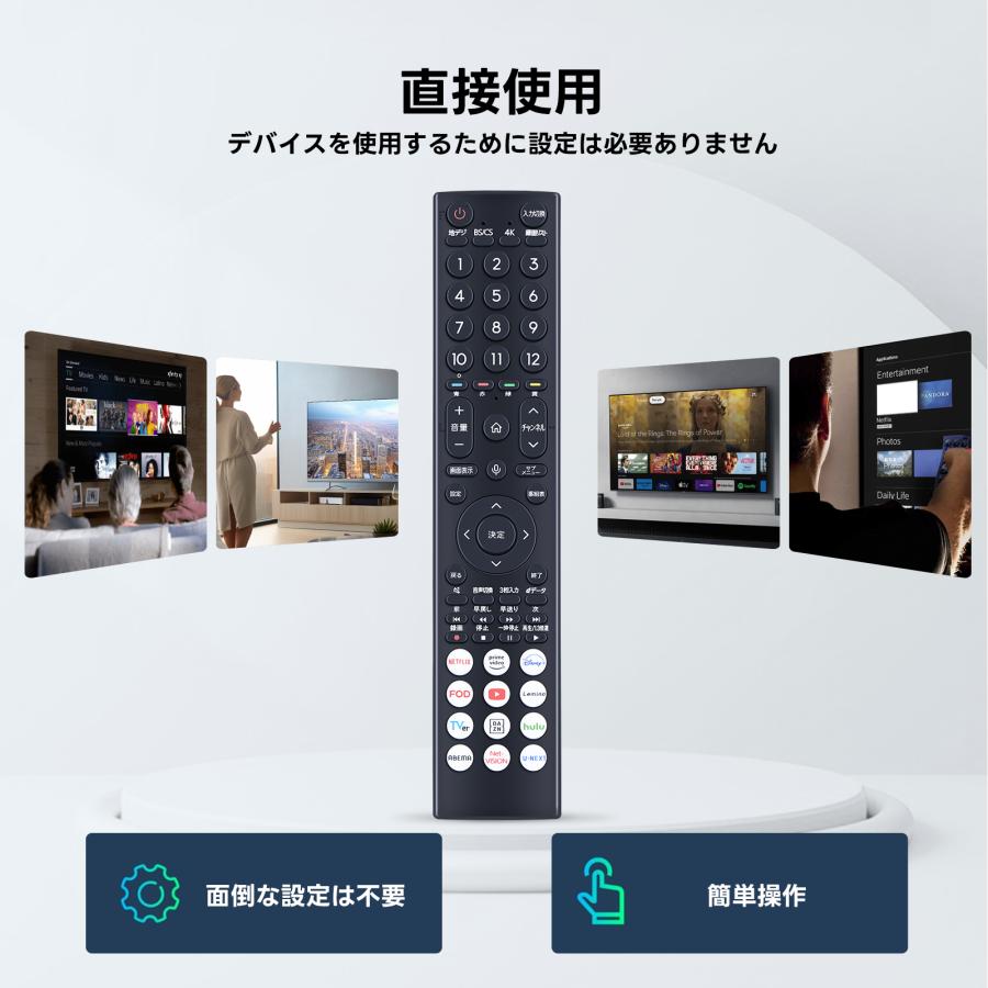 AVTVA ERF3D46H Hisense ハイセンス 用の テレビリモコン 音声認識機能