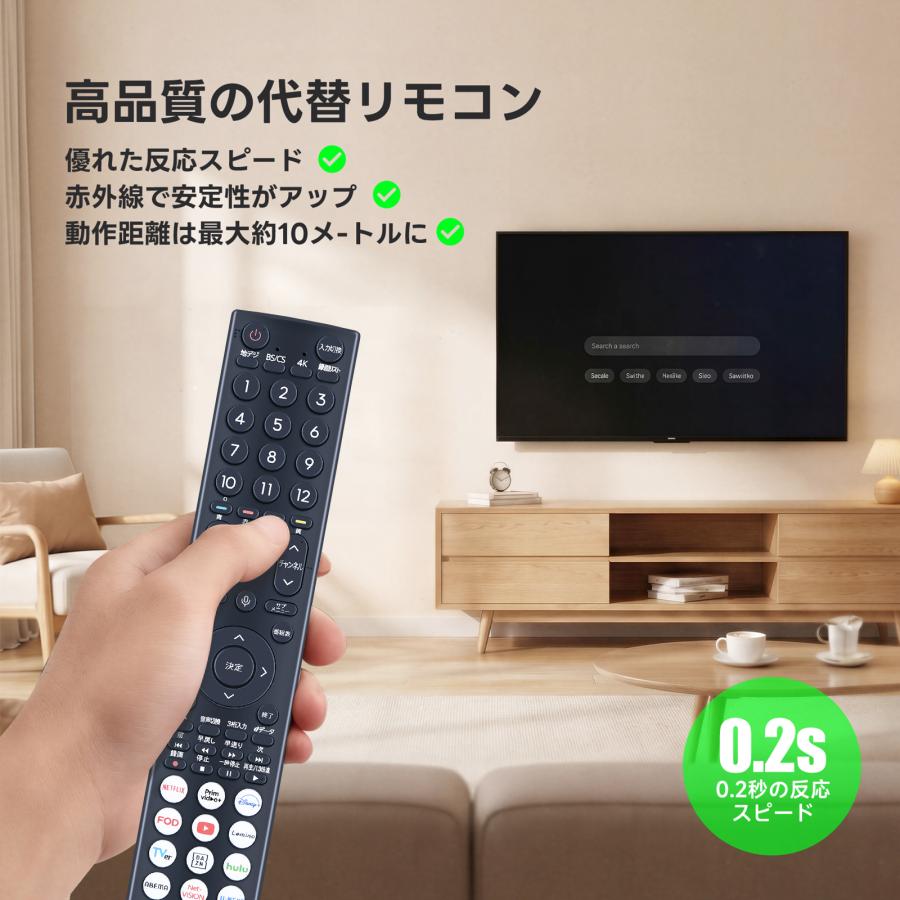 AVTVA ERF3D46H Hisense ハイセンス用のテレビリモコン 音声認識機能