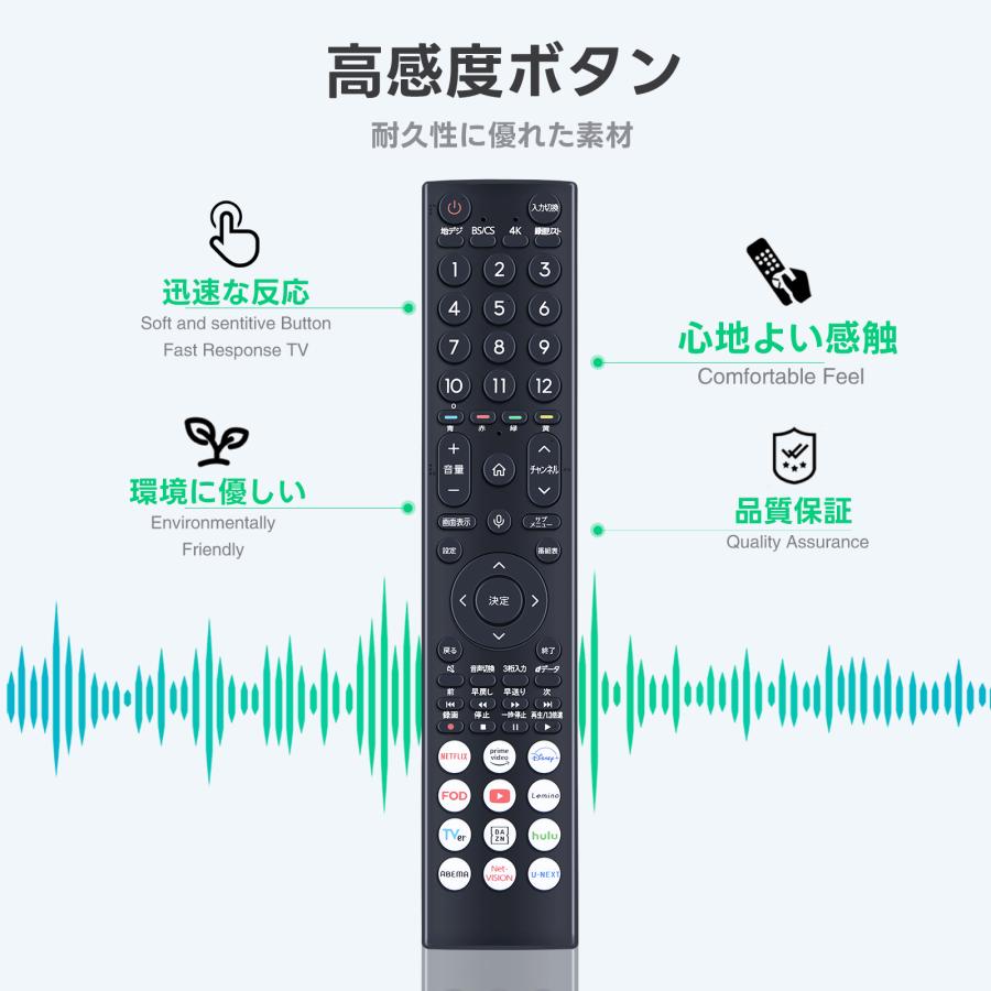 AVTVA ERF3D46H Hisense ハイセンス 用の テレビリモコン 音声認識機能