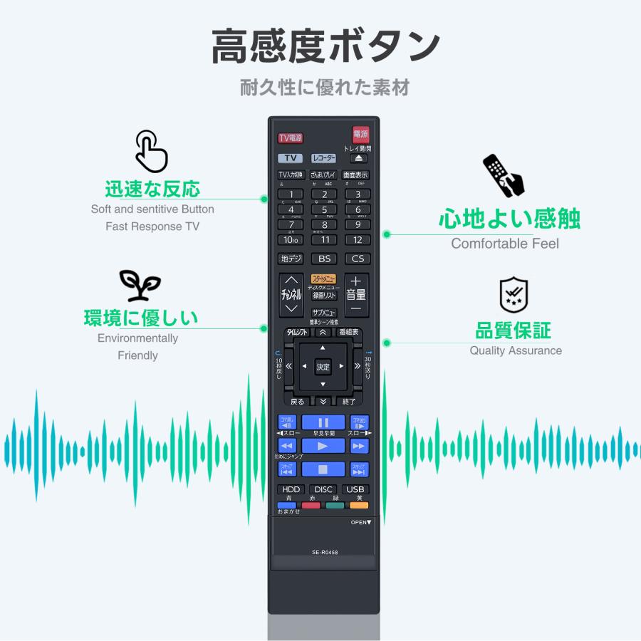 AVTVA SE-R0458 TOSHIBA 東芝 用の ブルーレイリモコン DBR-M590 DBR