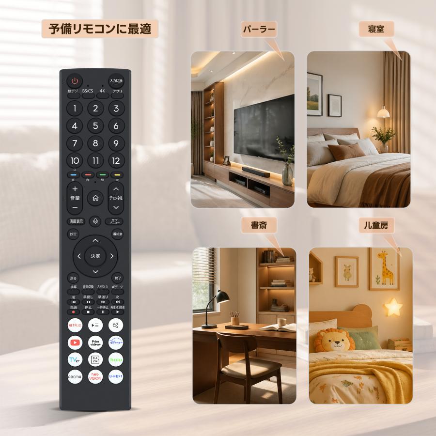 AVTVA ERF3B46H Hisense ハイセンス用のテレビリモコン 音声認識機能