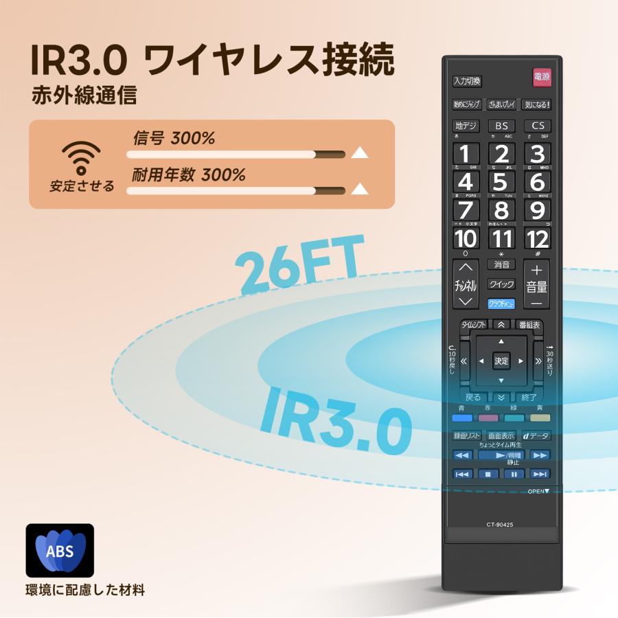 AVTVA CT-90425 東芝 TOSHIBA用のテレビリモコン 42Z7 47Z7 55Z7対応