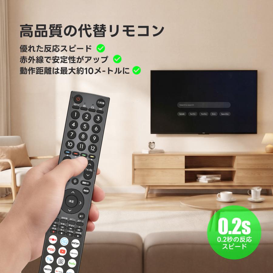 AVTVA ERF3H46H ハイセンス用のテレビリモコン 音声機能付き 75A6R