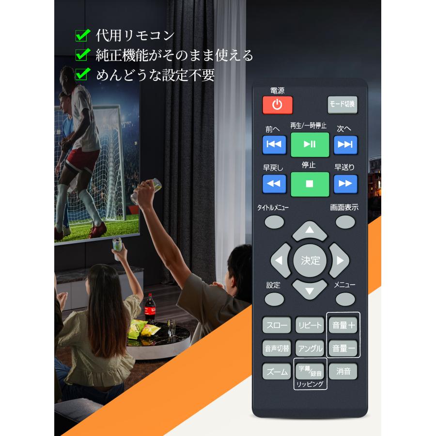 AVTVA 山善 YAMAZEN 用の DVDプレーヤーリモコン ポータブルDVD