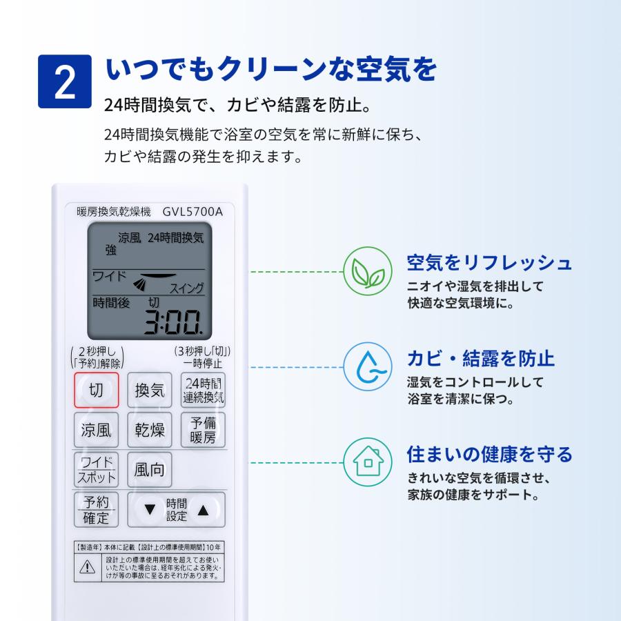 AVTVA GVL5700A パナソニック Panasonic用のバス換気乾燥機リモコン