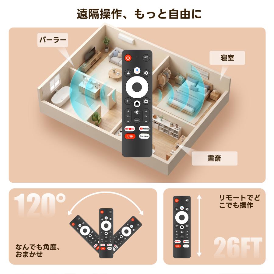 AVTVA YAMAZEN 山善用のテレビリモコン Google TV 音声検索対応 QRH
