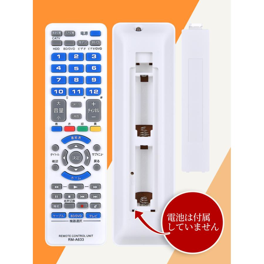 AVTVA RM-A633-W JVC 用の AVマルチリモコン ジェイブイシーリモコン